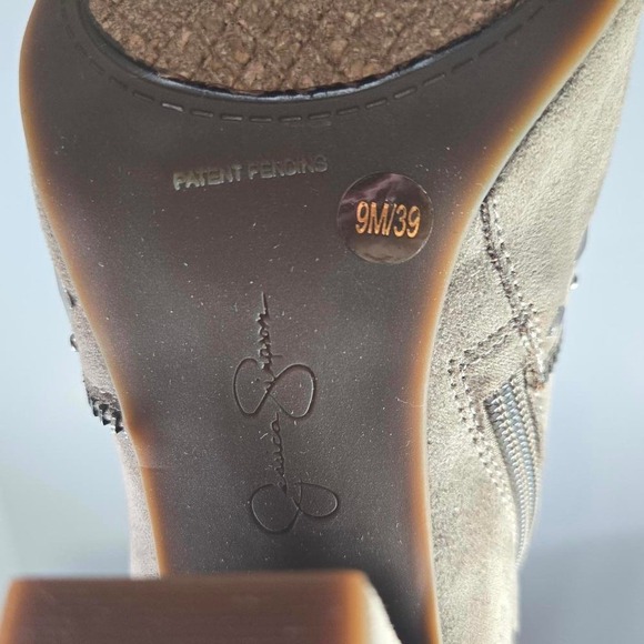 Jessica Simpson Midara Suede Peep Toe Studded Ankle Boot Size 9M - Picture 8 of 8